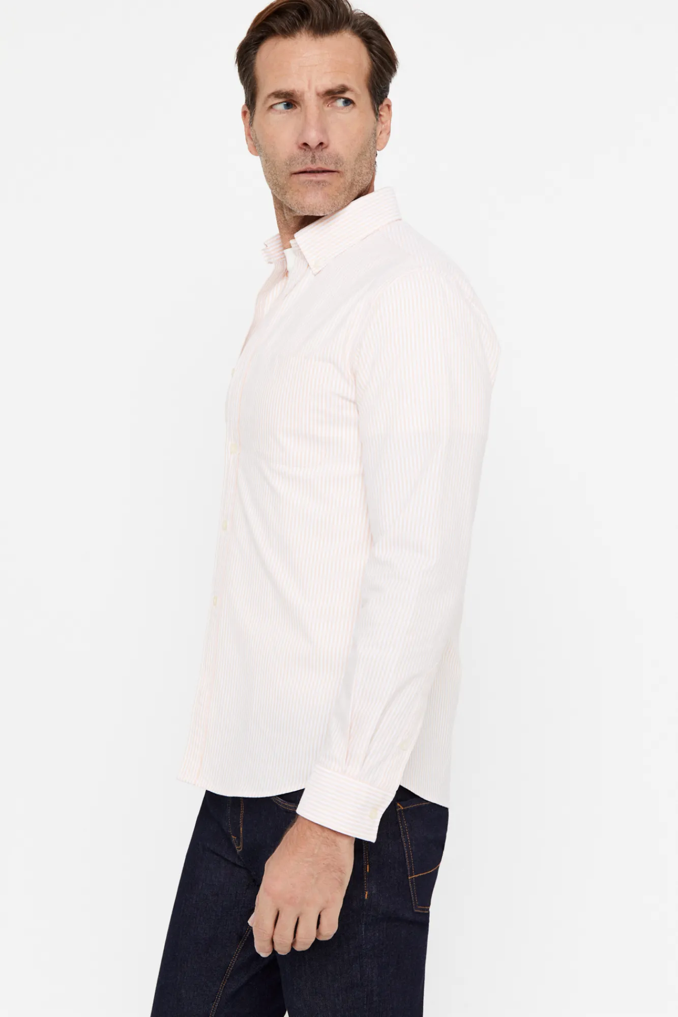 Cortefiel Camisa Oxford Rayas Naranja Sale