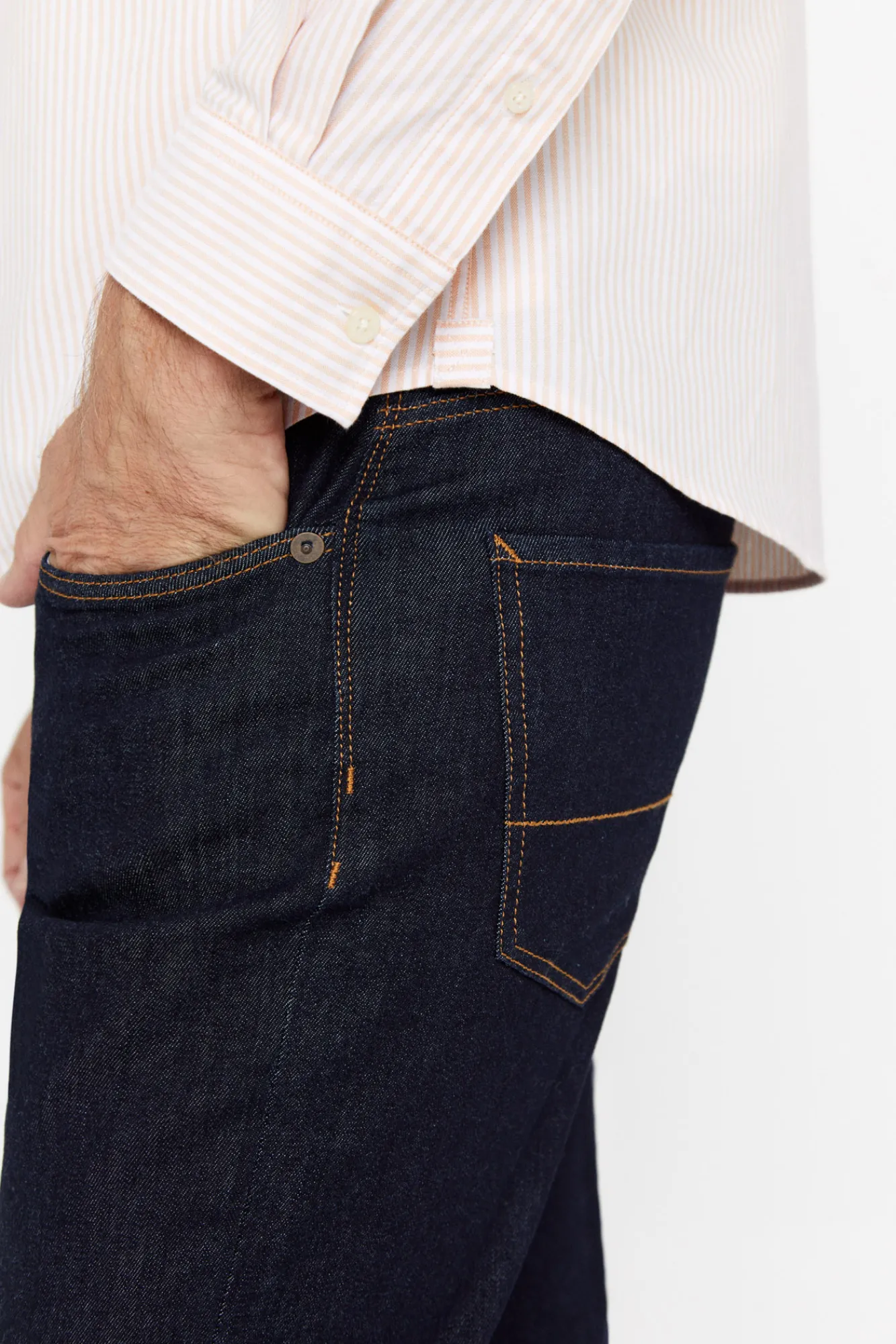 Cortefiel Camisa Oxford Rayas Naranja Sale