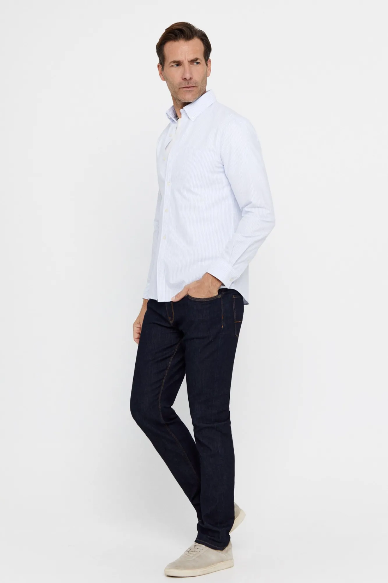 Cortefiel Camisa Oxford Rayas Azul Best