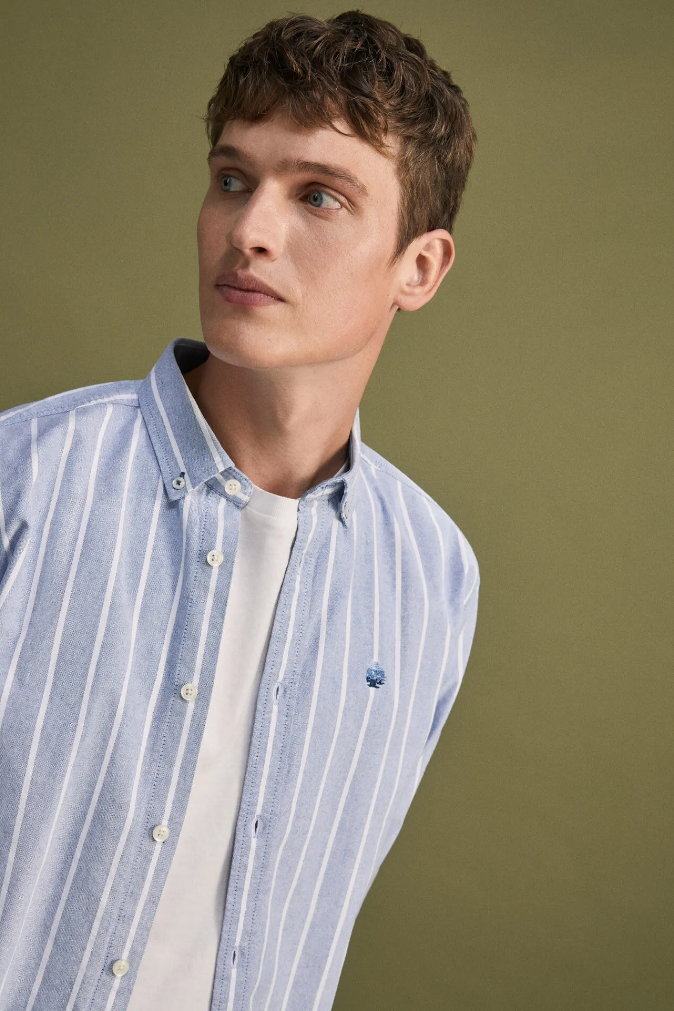 * Camisa Oxford Rayas Azul Medio Outlet