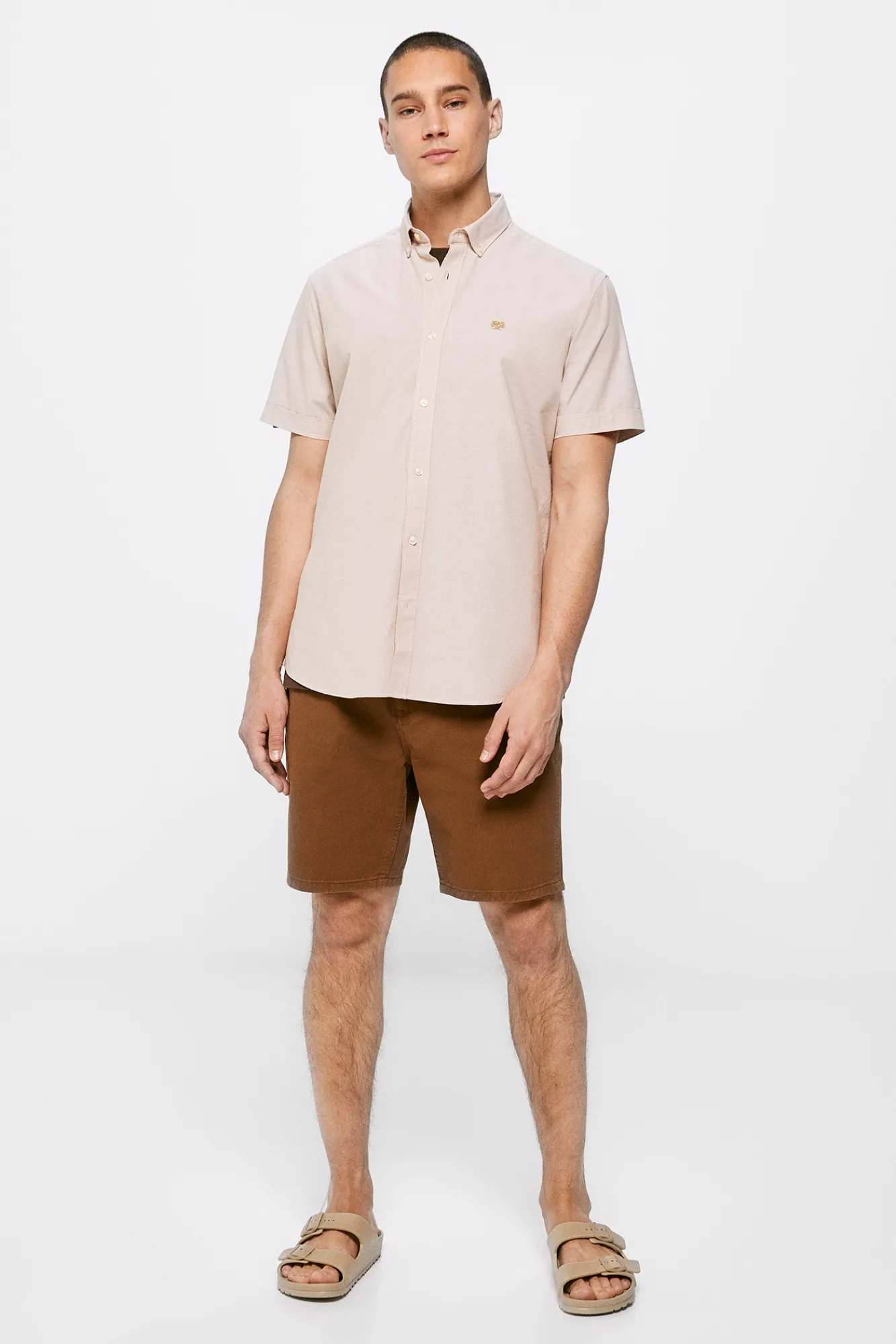 * Camisa Pinpoint Beige Outlet