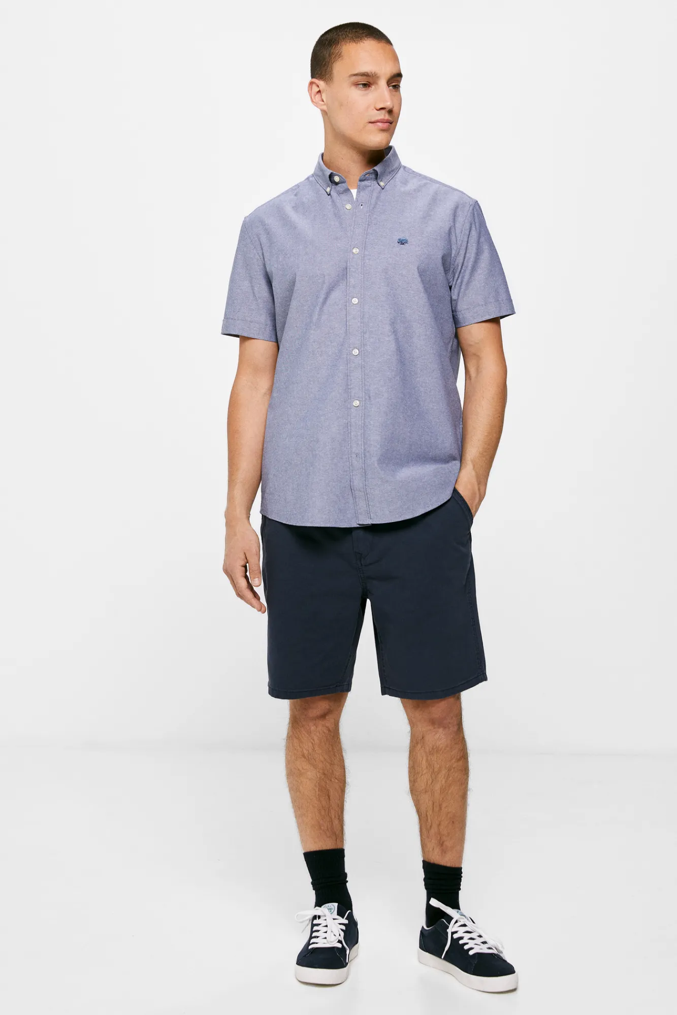 * Camisa Pinpoint Azul Medio Clearance