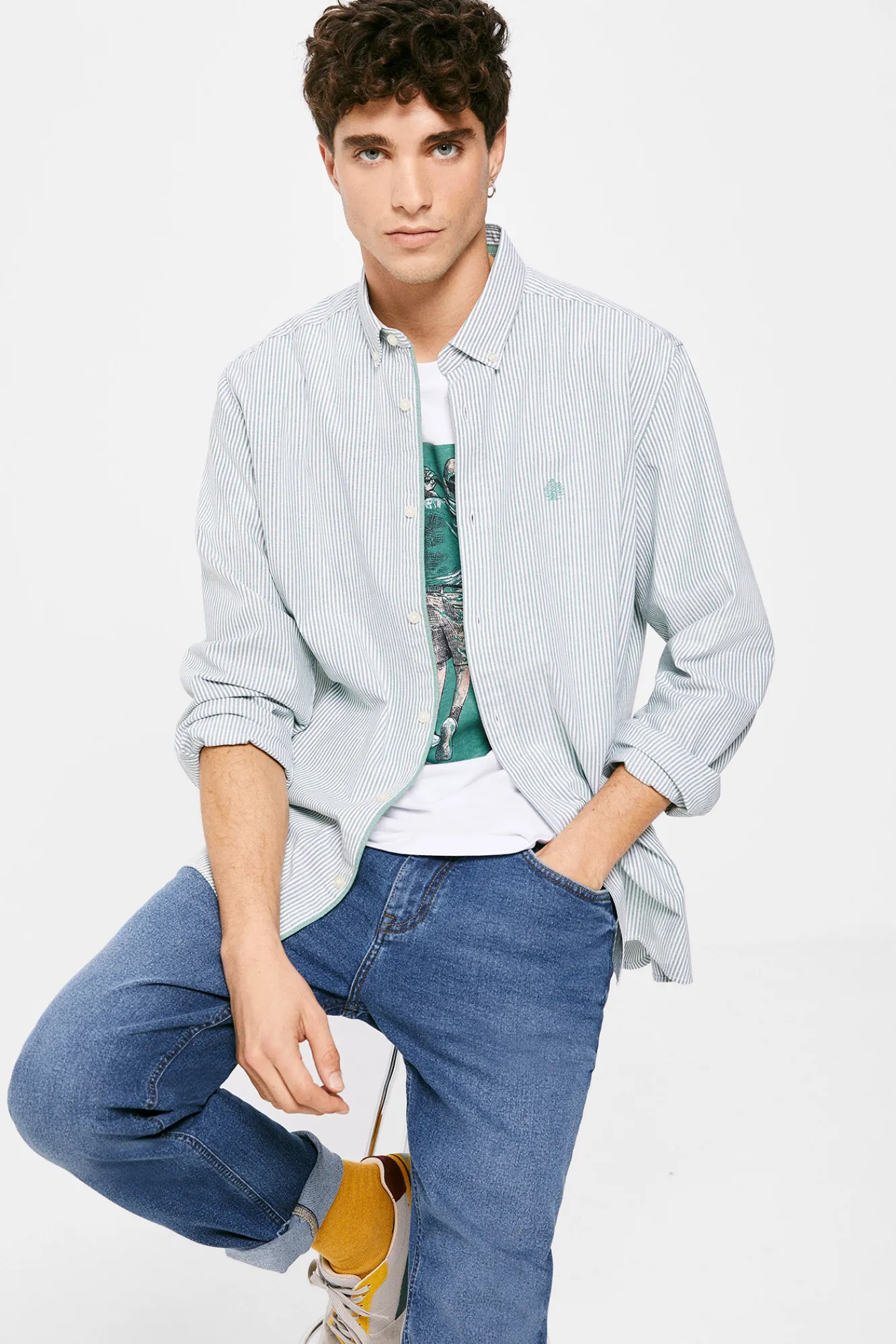 * Camisa Pintpoint Rayas Verde New