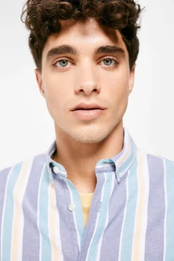 * Camisa Pintpoint Rayas Azul Medio Online