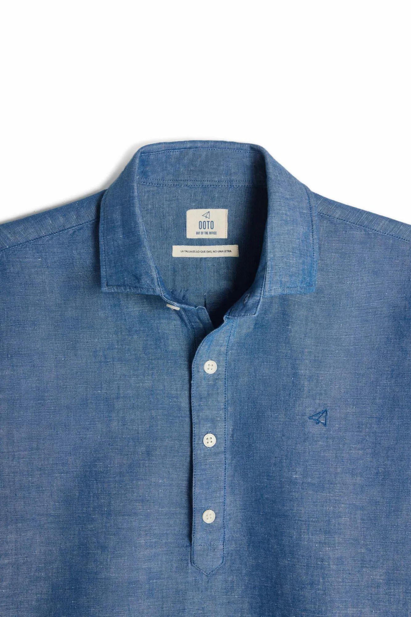 Ooto Camisa Polera Lino Manga Larga Azul Online