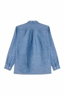 Ooto Camisa Polera Lino Manga Larga Azul Online