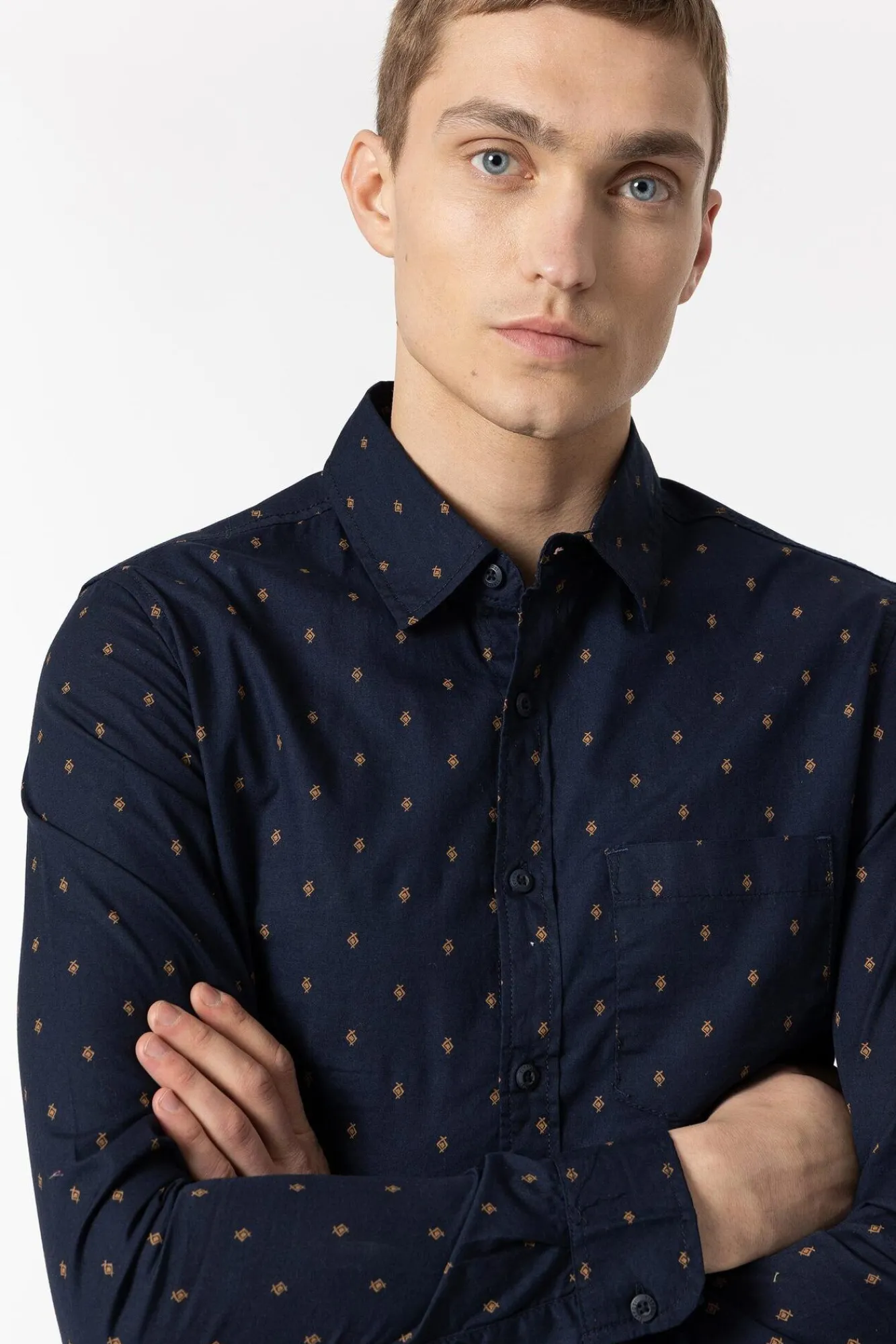 Tiffosi Camisa Popelin Slim Fit Estampada Navy Online