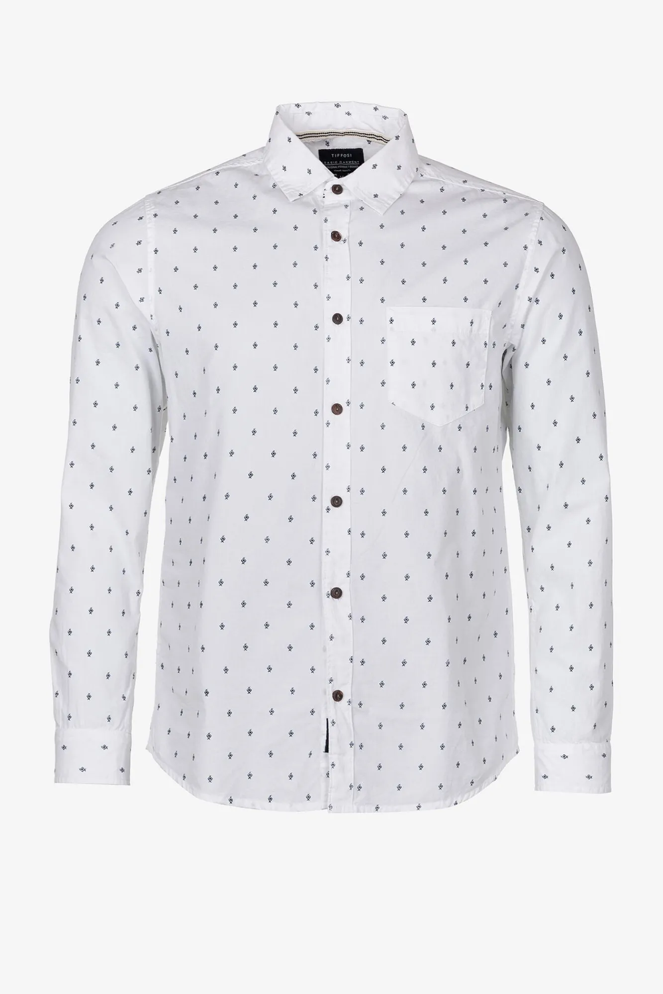 Tiffosi Camisa Popelin Slim Fit Estampada Blanco Sale