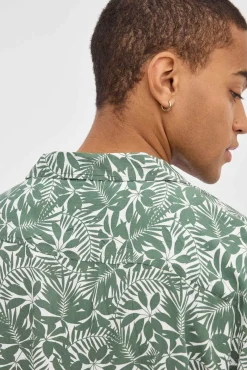 Inside Camisa Print Floral Estampado Verde Best