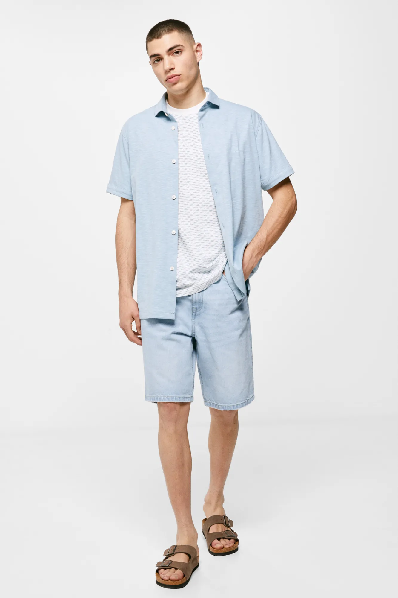 * Camisa Punto Azul Claro Outlet