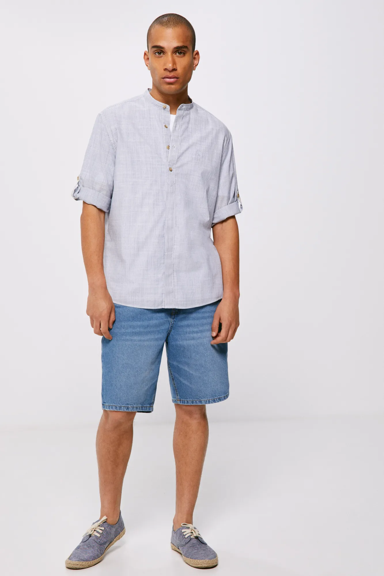 * Camisa Rayas Azul Medio New