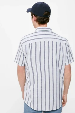 * Camisa Rayas Mao Azul Medio Outlet
