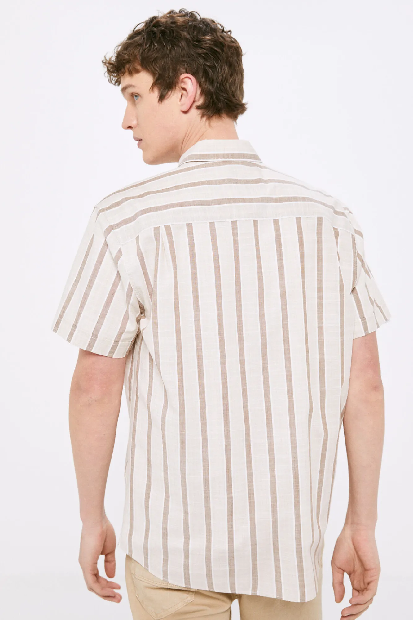 * Camisa Rayas Mao Beige Medio Sale