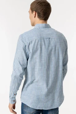 Tiffosi Camisa Regular Fit Rayas Azul Medio Online