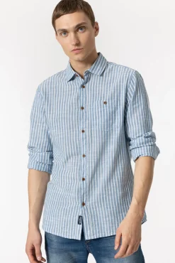 Tiffosi Camisa Regular Fit Rayas Azul Medio Online