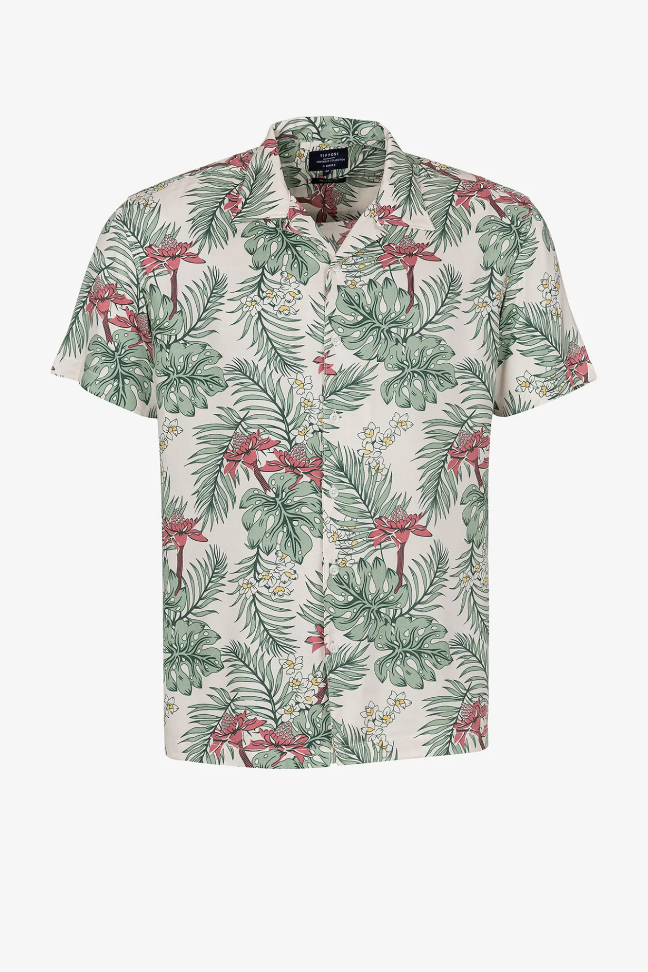 Tiffosi Camisa Relaxed Fit Estampado Tropical Marron New