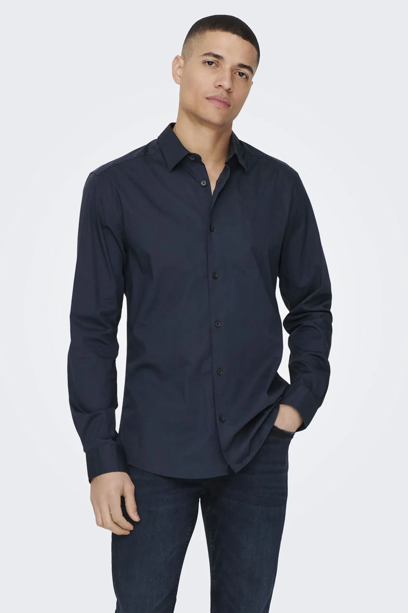 Only & Sons Camisa Slim Fit Navy Outlet