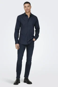 Only & Sons Camisa Slim Fit Navy Outlet