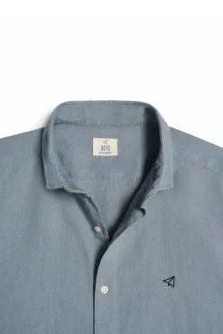 Ooto Camisa Slim Lino Manga Larga Gris Best