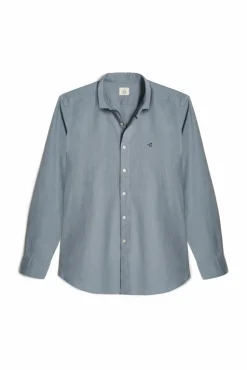 Ooto Camisa Slim Lino Manga Larga Gris Best