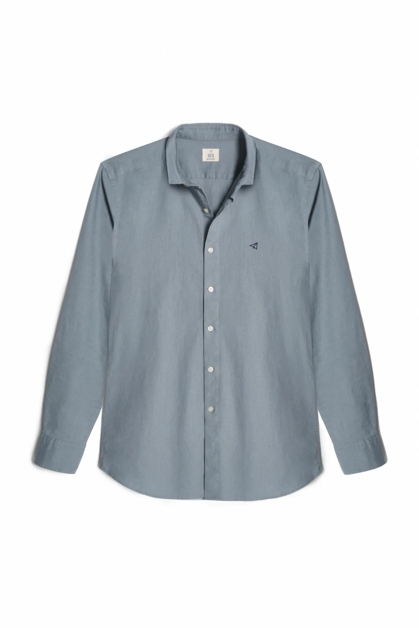 Ooto Camisa Slim Lino Manga Larga Gris Best