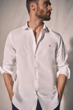 Ooto Camisa Slim Lisa Manga Larga Blanco New