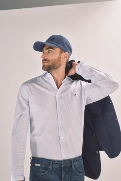 Ooto Camisa Slim Mil Rayas Manga Larga  Azul Discount
