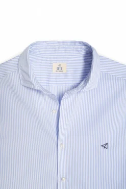 Ooto Camisa Slim Mil Rayas Manga Larga  Azul Discount