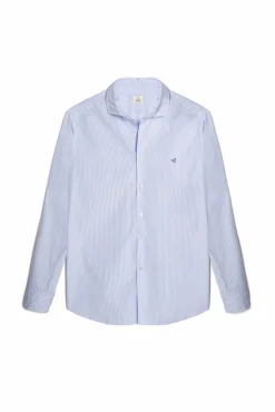 Ooto Camisa Slim Mil Rayas Manga Larga  Azul Discount