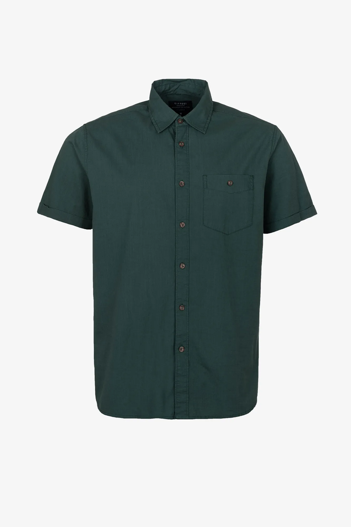 Tiffosi Camisa Slub Regular Fit Verde Online