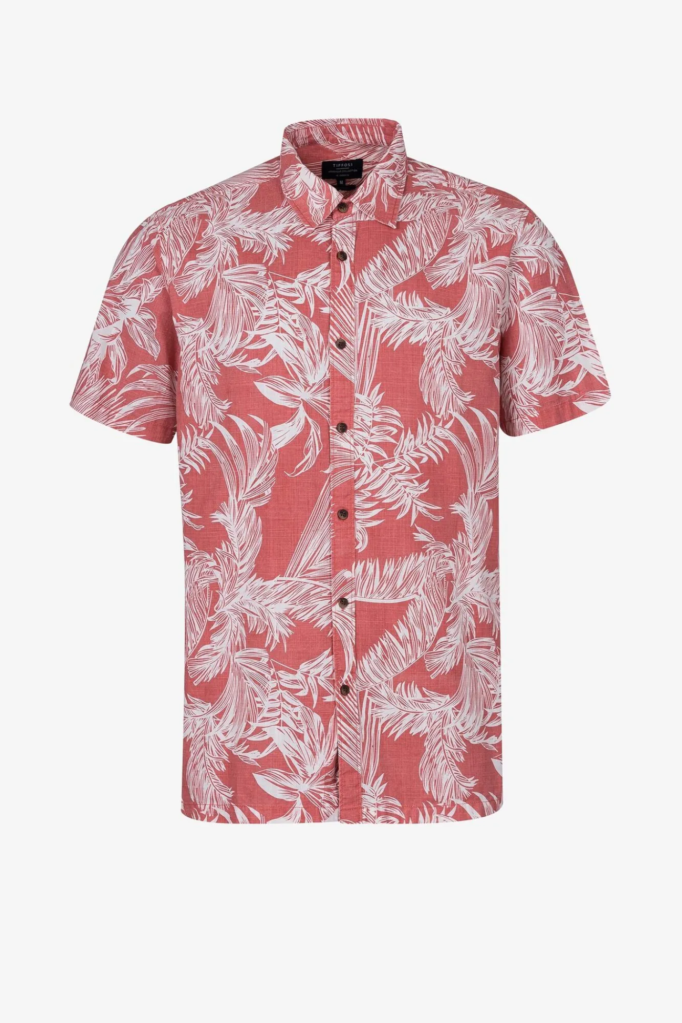 Tiffosi Camisa Slub Regular Fit Estampado Hojas Rojo Outlet