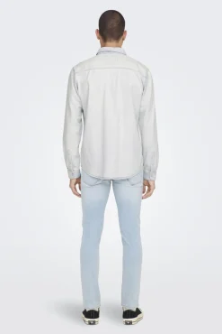 Only & Sons Camisa Tejido Denim Azul Claro Outlet