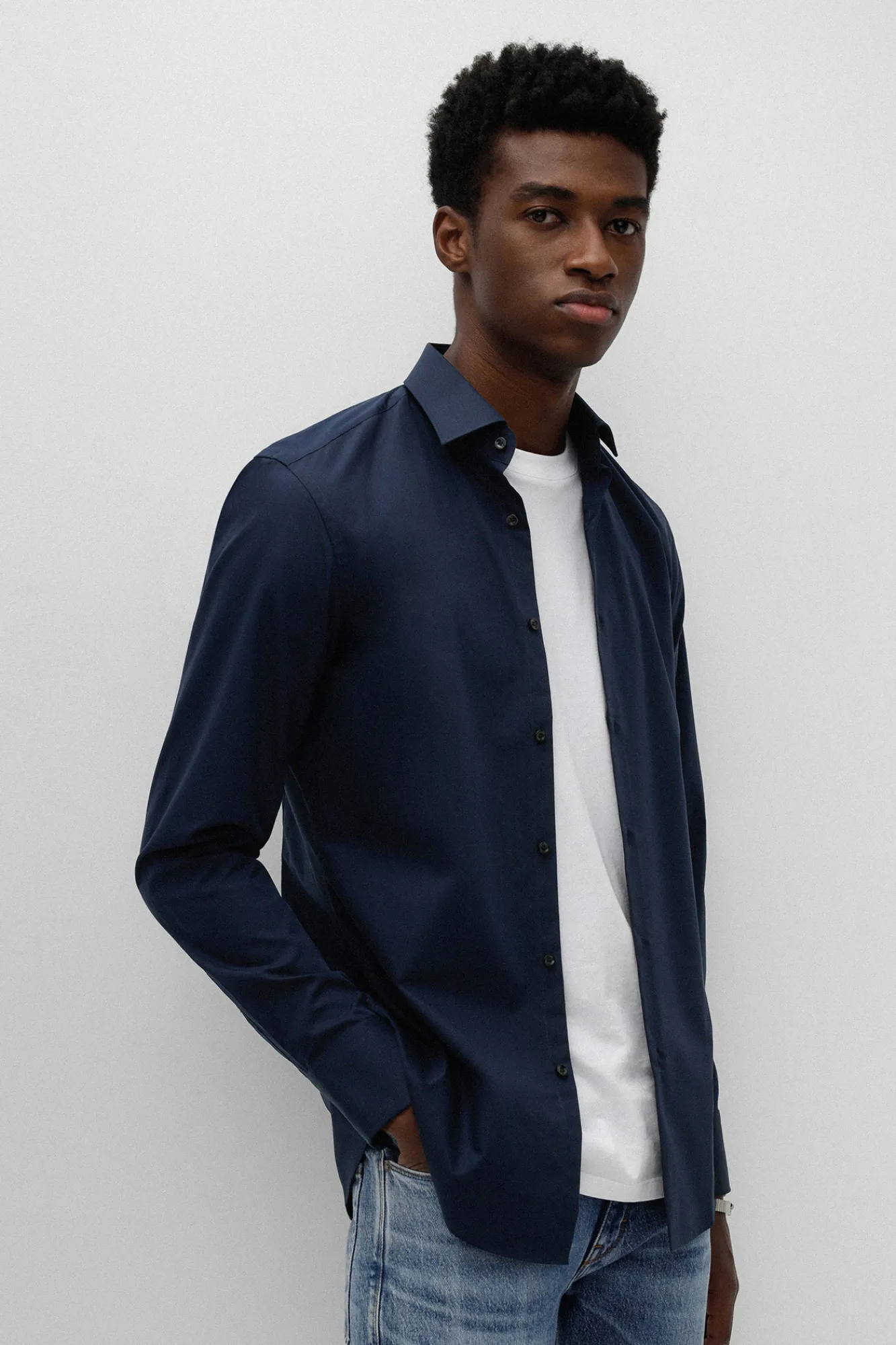 HUGO Camisa Vestir Navy Clearance