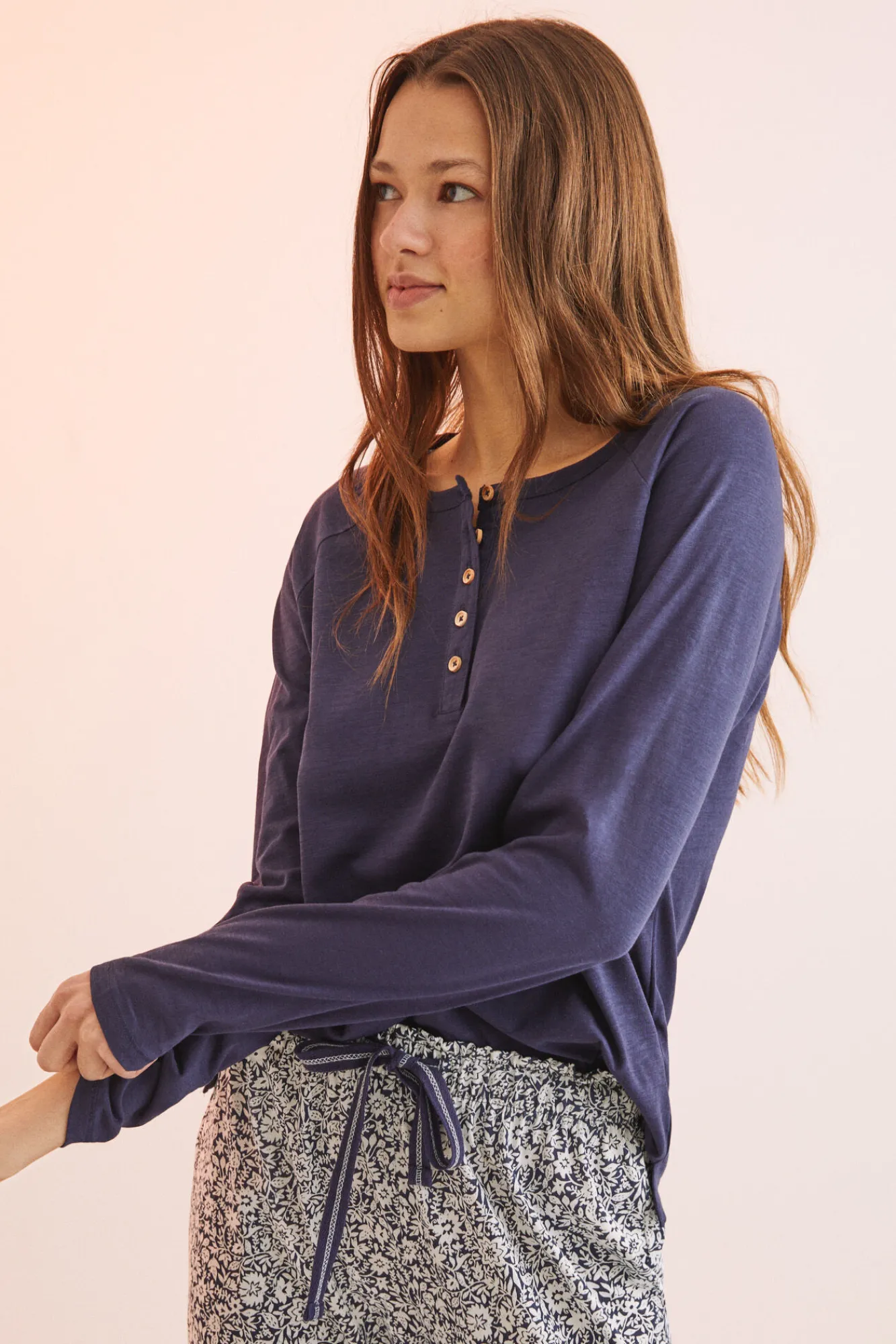 Women'secret Camiseta Algodon Cuello Panadero Navy Azul New