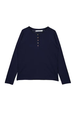 Women'secret Camiseta Algodon Cuello Panadero Navy Azul New