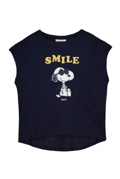Women'secret Camiseta Algodon Manga Corta Snoopy Navy Azul Discount