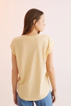 Women'secret Camiseta Algodon Manga Corta Snoopy Amarillo Discount