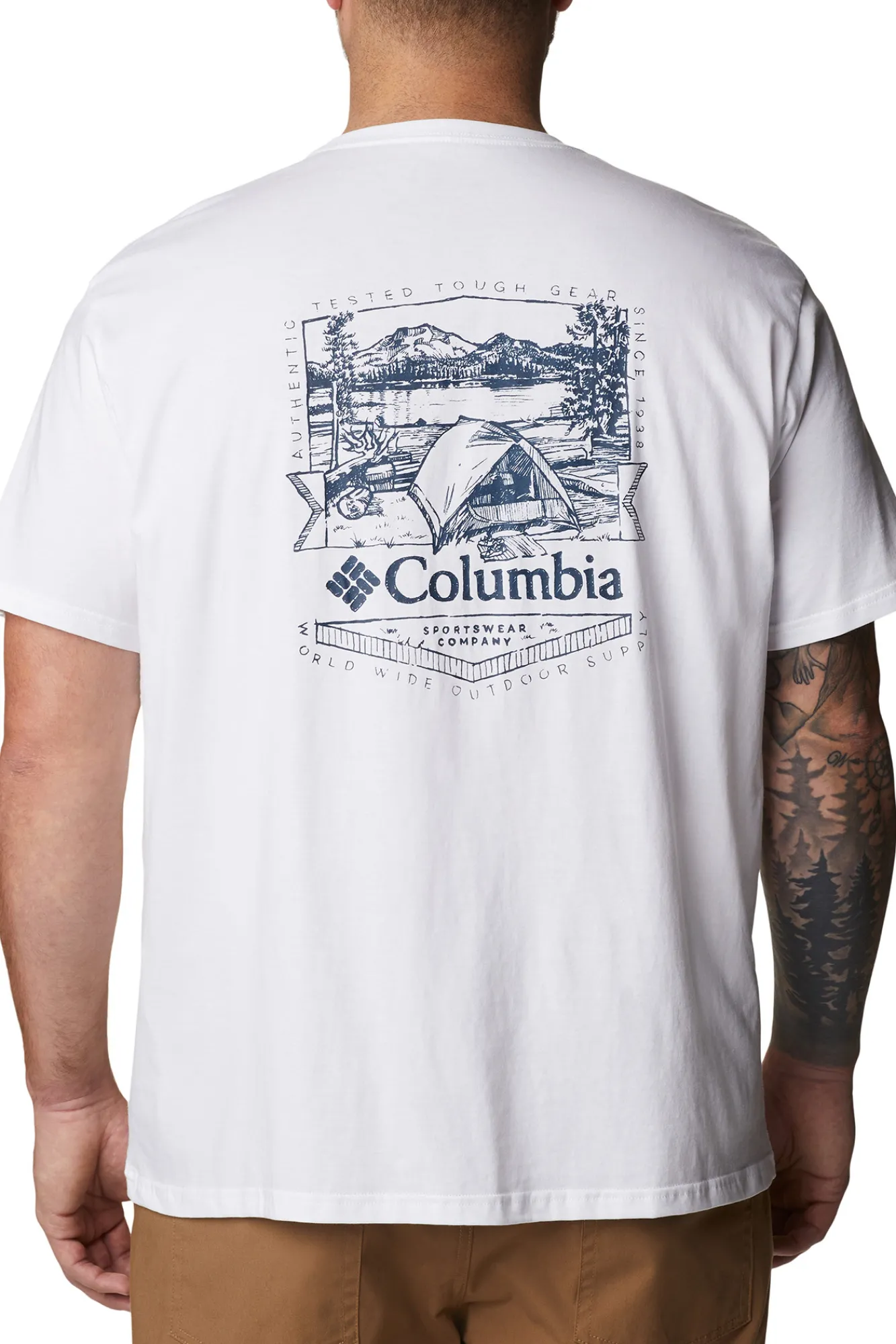 Columbia Camiseta De Manga Corta Con Estampado En La Espalda Rockaway River™ Para Hombre Estampado Fondo Blanco New