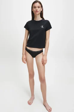 Calvin Klein Camiseta De Manga Corta De Algodon Con Logotipo De Negro Outlet