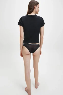 Calvin Klein Camiseta De Manga Corta De Algodon Con Logotipo De Negro Outlet