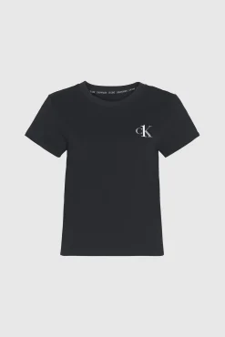 Calvin Klein Camiseta De Manga Corta De Algodon Con Logotipo De Negro Outlet