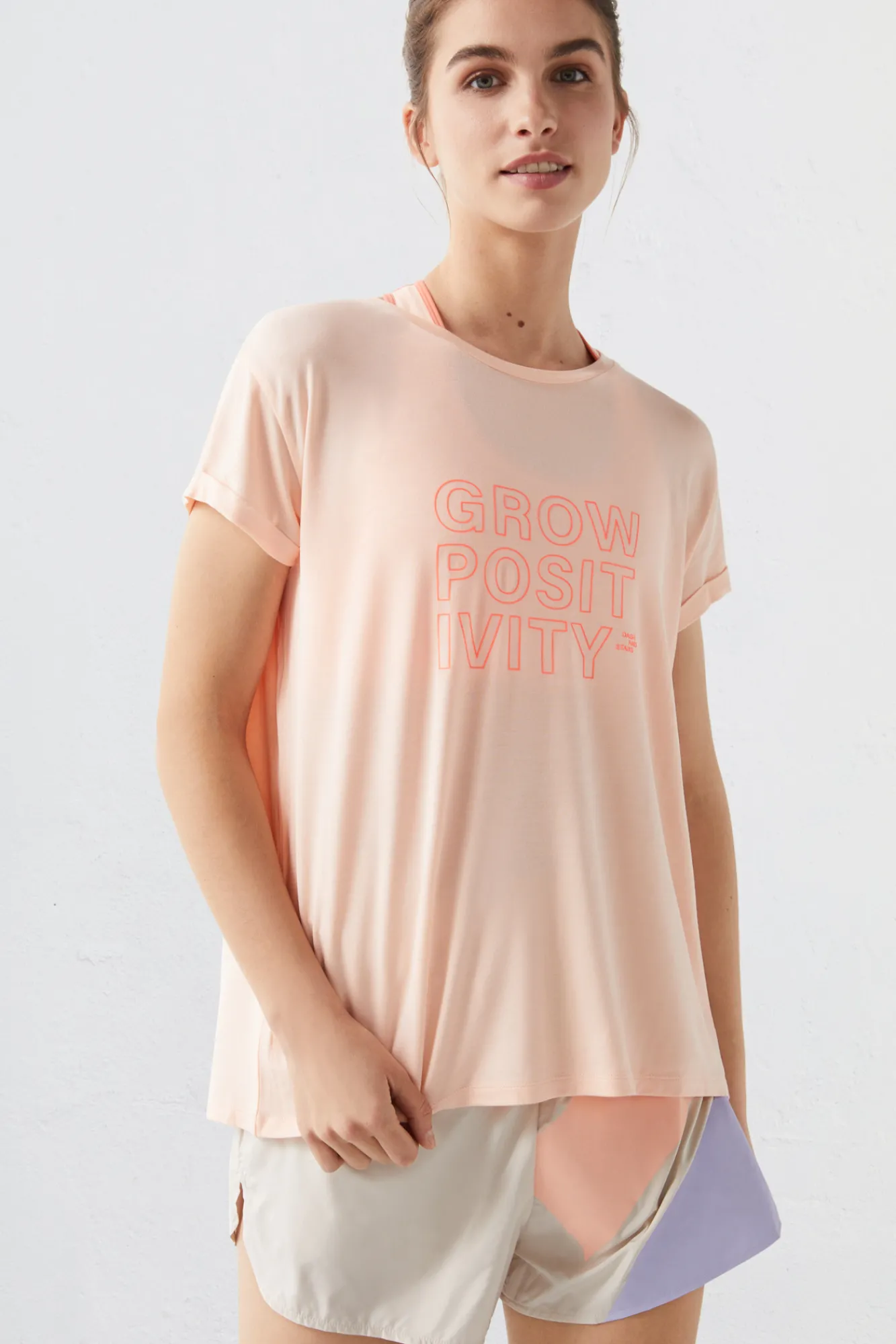 Dash and Stars Camiseta Lenzing™ Tencel™ Naranja Rojo New