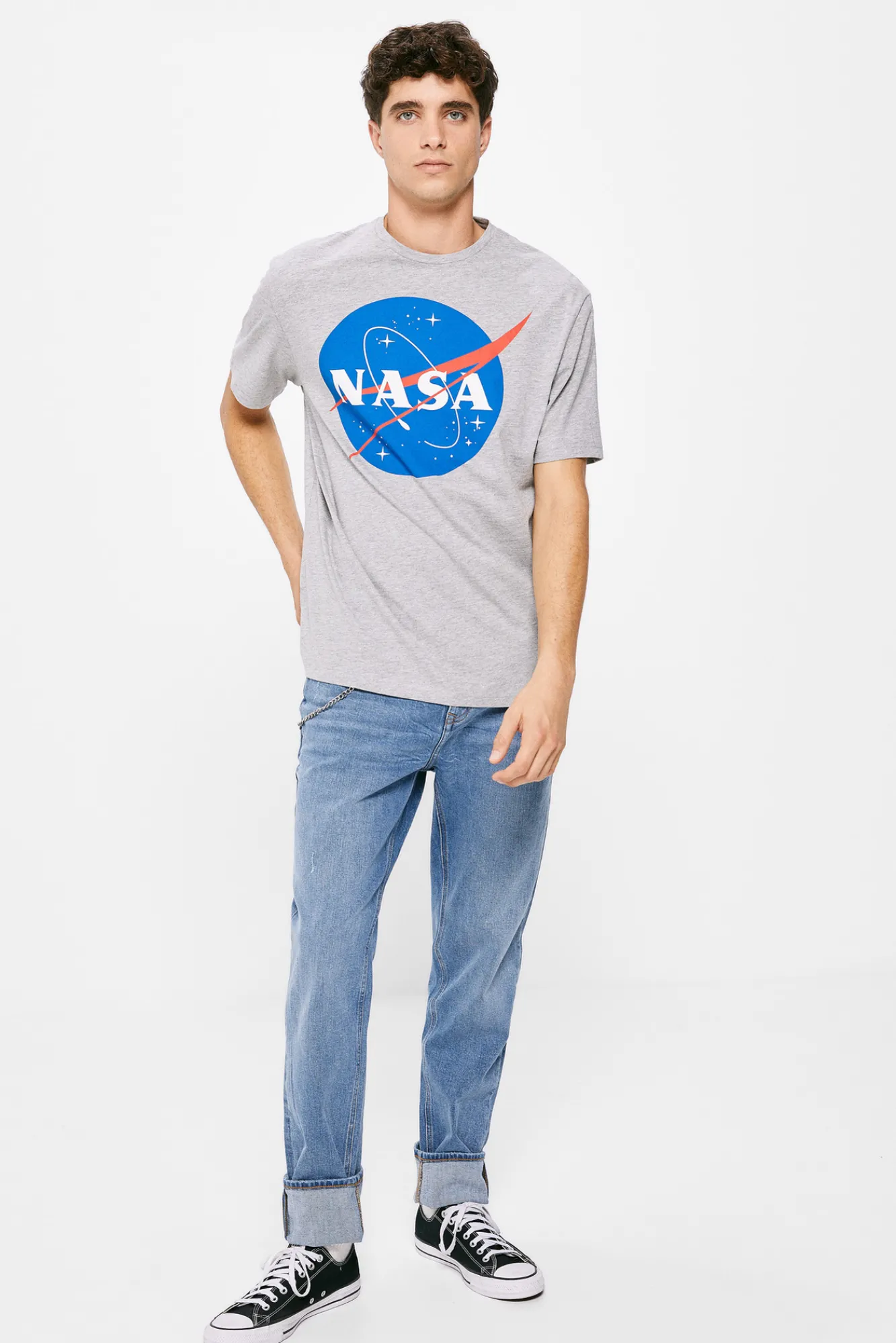 * Camiseta Logo Nasa Gris Medio Outlet