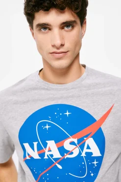 * Camiseta Logo Nasa Gris Medio Outlet