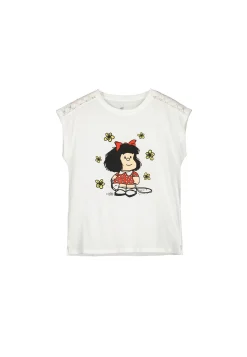 * Camiseta Mafalda Crochet Hombros Amarillo Online