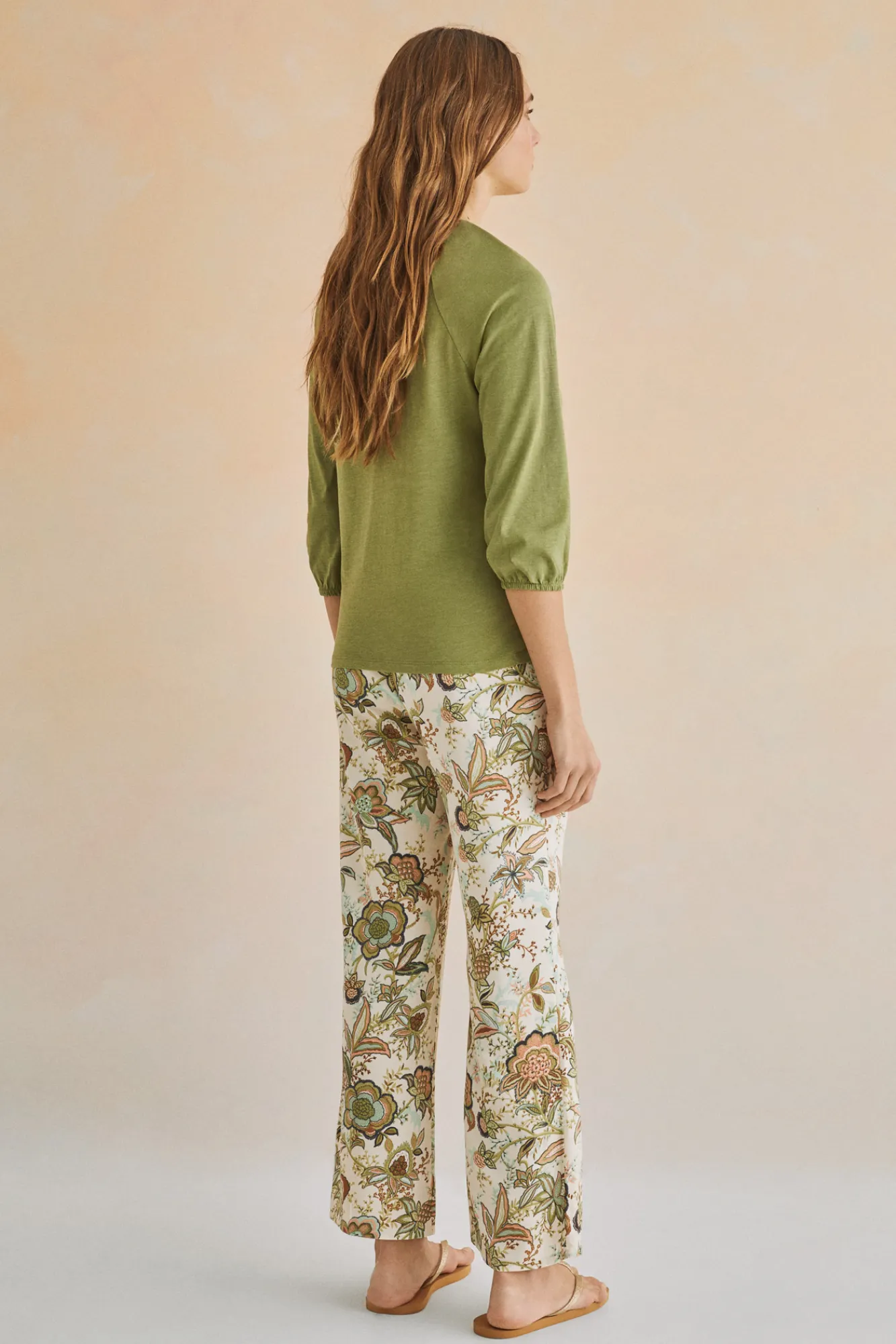 Women'secret Camiseta Manga Larga 100% Algodon Verde Kaki Clearance