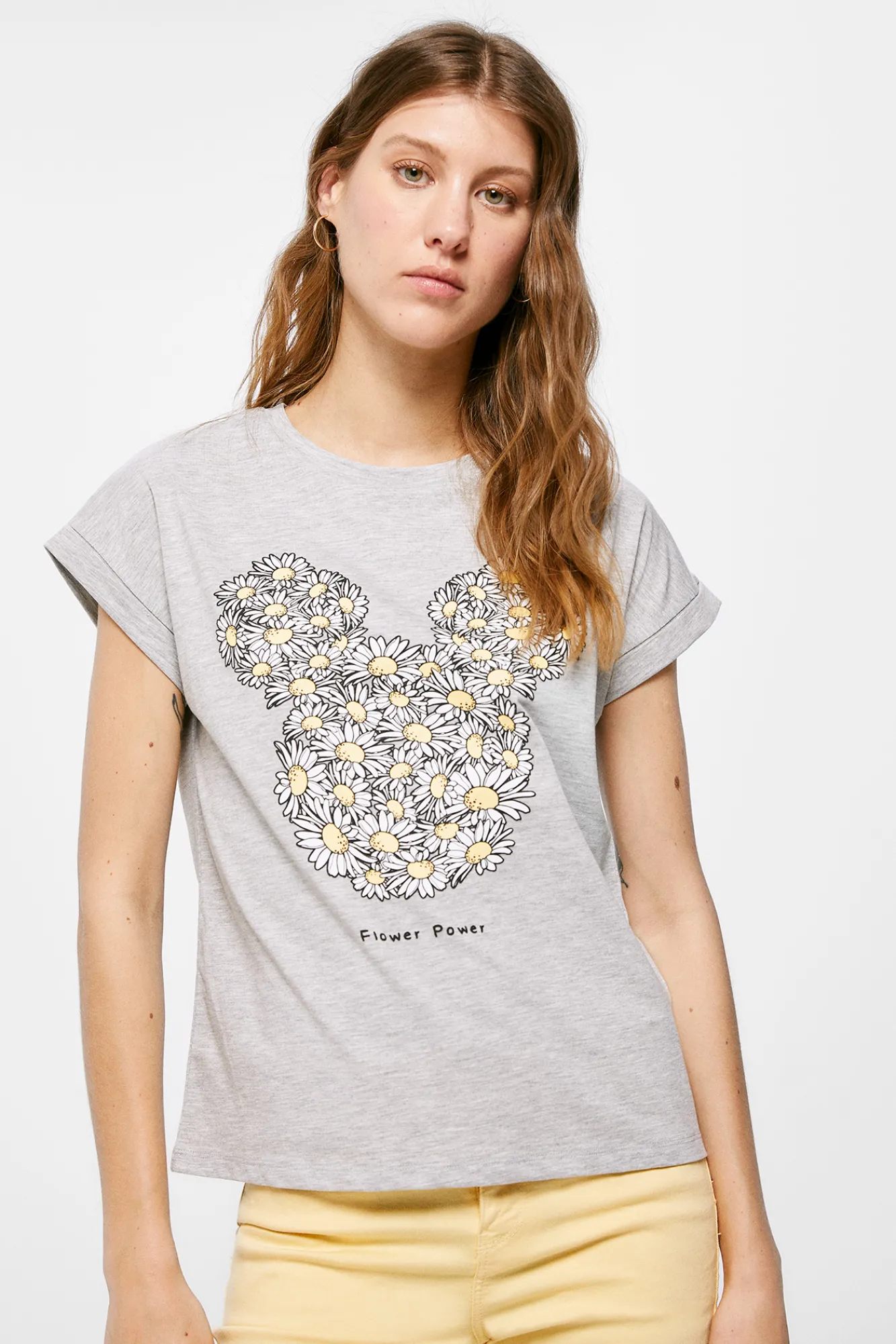 * Camiseta Mickey Margaritas Gris Medio Clearance