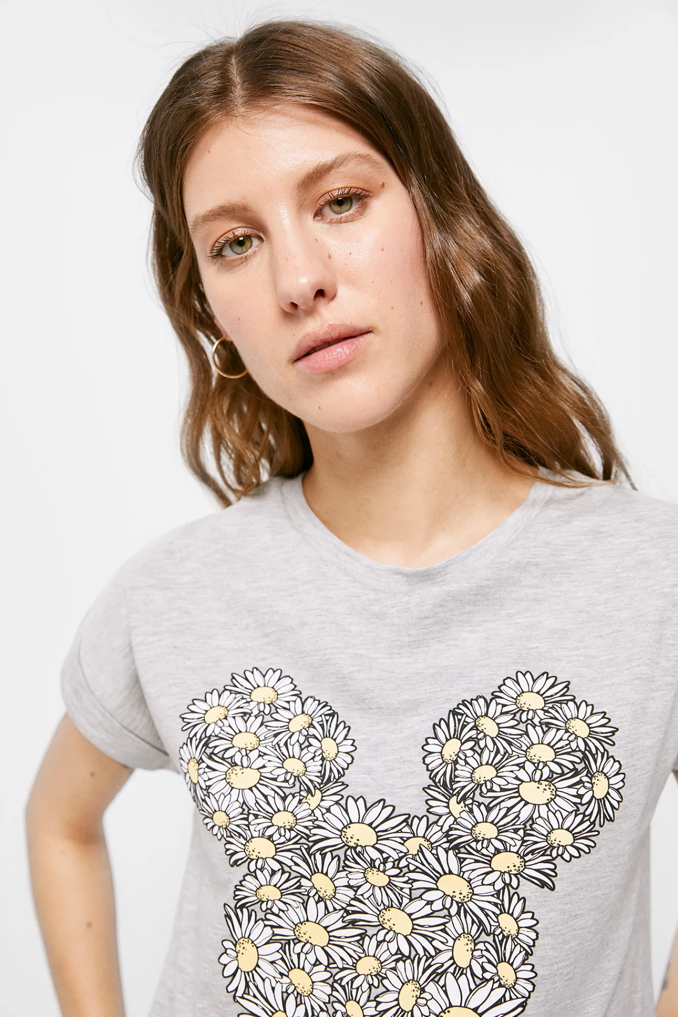 * Camiseta Mickey Margaritas Gris Medio Clearance