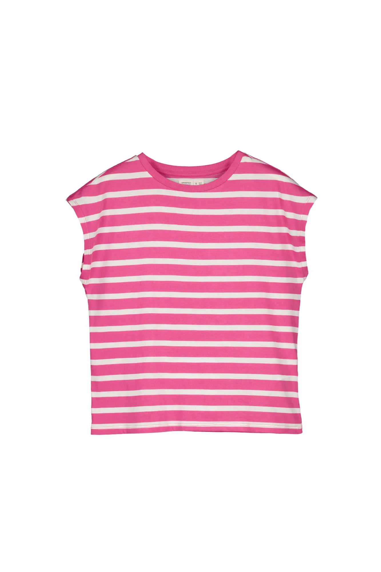* Camiseta Rayas Cuello Contraste Morado Outlet