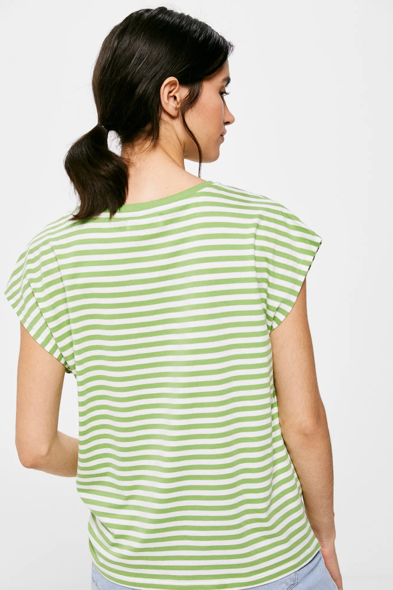 * Camiseta Rayas Cuello Contraste Verde